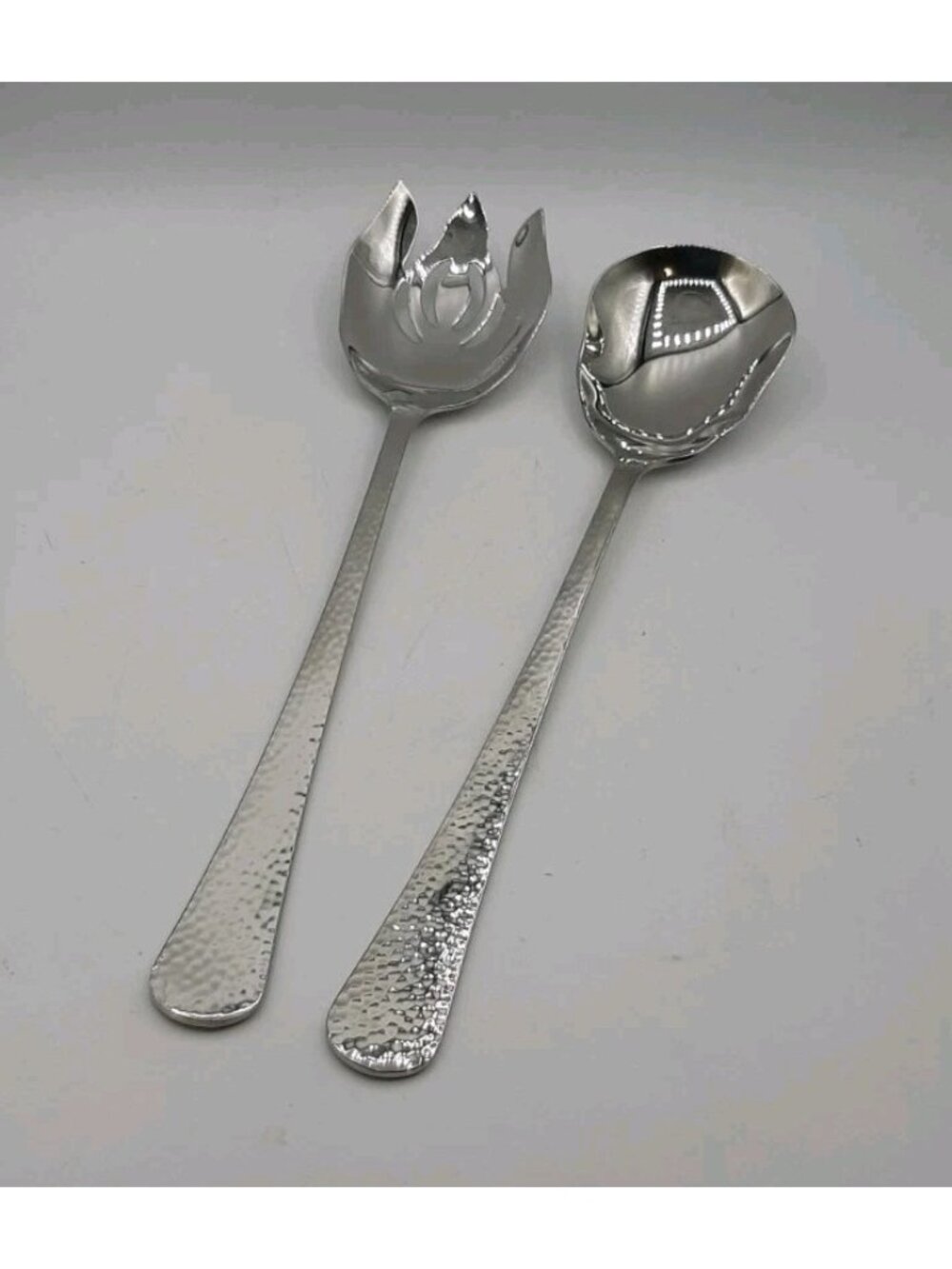 Reed & Barton Hammered Heritage Mint 18/10 Stainless Steel Long Salad Set